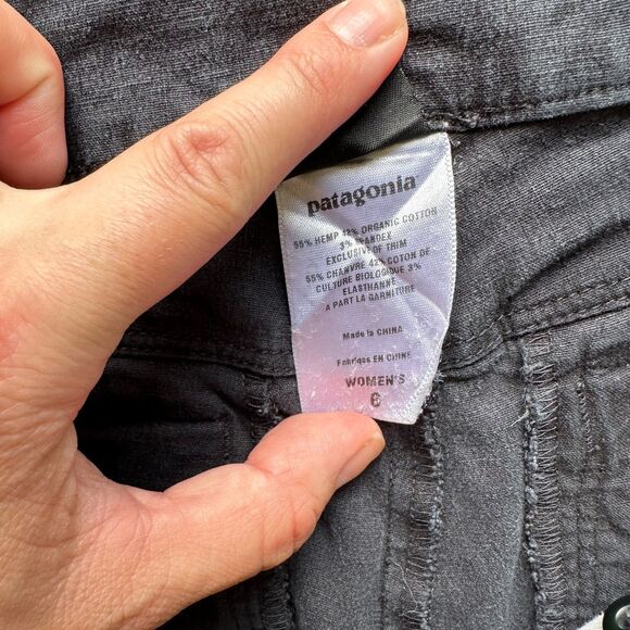 Patagonia Cropped Pants Size 6 Black Hemp Blend Lagenlook - Picture 3 of 16